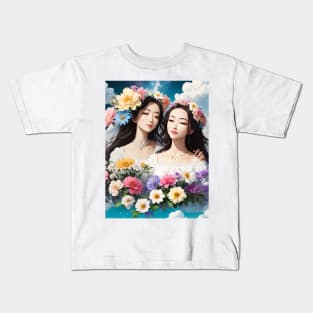 Celestial Blooms: Flowers in the Sky Kids T-Shirt